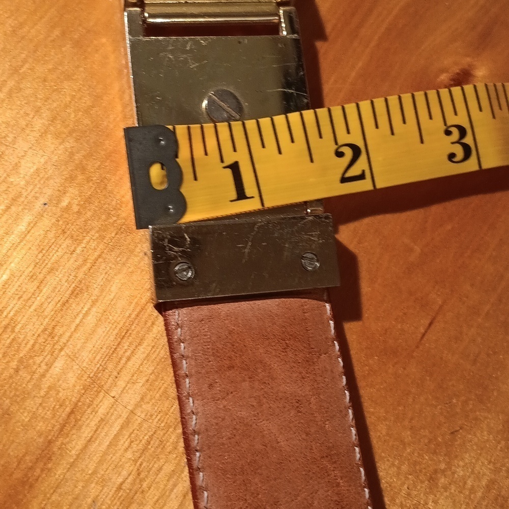 Brown Leather Belt with Gold Lion Buckle Size 36 - Picture 10 of 12